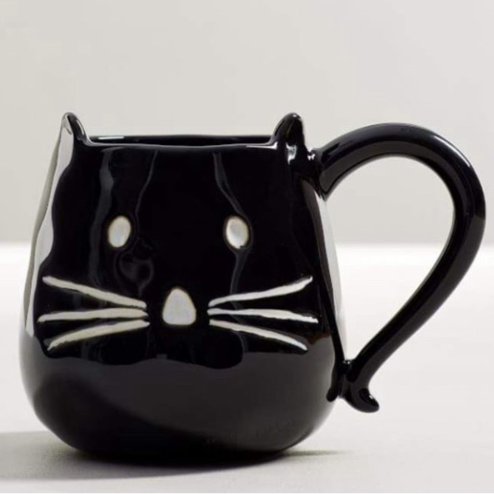 x2 New Pottery Barn Halloween Cat Figural Mug